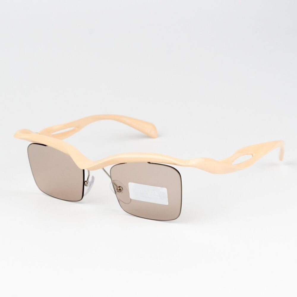 NEW Prada PRA15S 18Q4I2 Peach Light Brown Rectangle Unisex Sunglasses 0PR  A15S